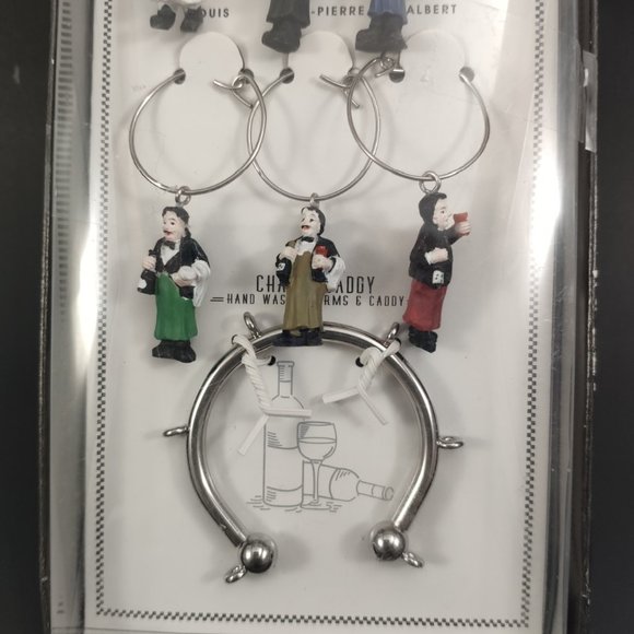 William Sonoma Guy Buffet Wine Charms Caddy 6+1 - Picture 3 of 5